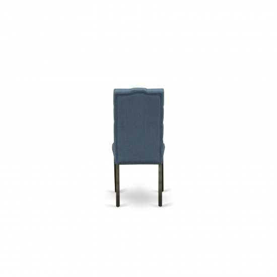 Elsa Parson Chair With Black Leg And Blue Color Fabric Color - Set Of 2