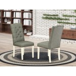 Elsa Parson Chair With Linen White Leg And Gray Fabric Color - Set Of 2