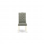 Elsa Parson Chair With Linen White Leg And Gray Fabric Color - Set Of 2