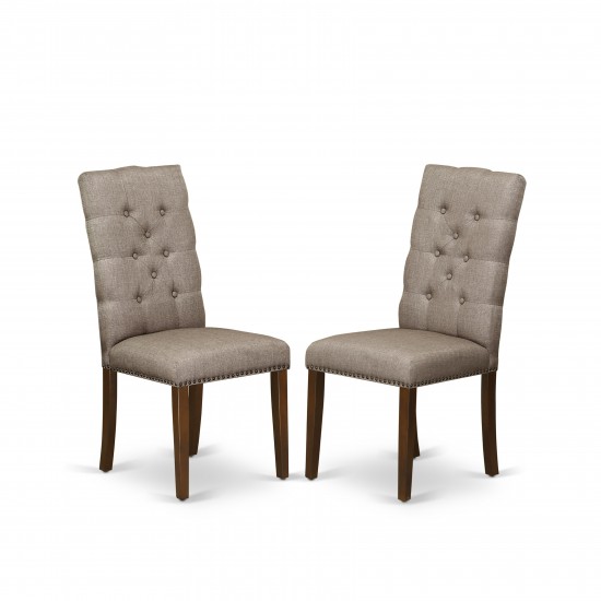 Elsa Parson Chair With Mahogany Leg And Dark Khaki Fabric Color - Set Of 2