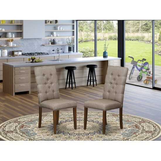 Elsa Parson Chair With Mahogany Leg And Dark Khaki Fabric Color - Set Of 2