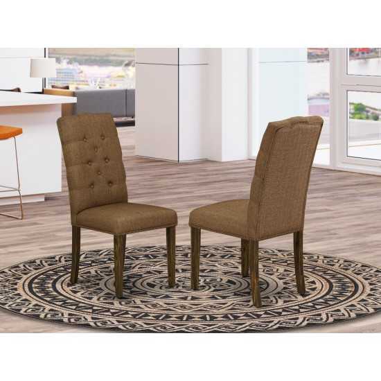 Elsa Parson Chair, Distressed Jacobean 418Ed Leg, Brown Fabric Color - Set Of 2