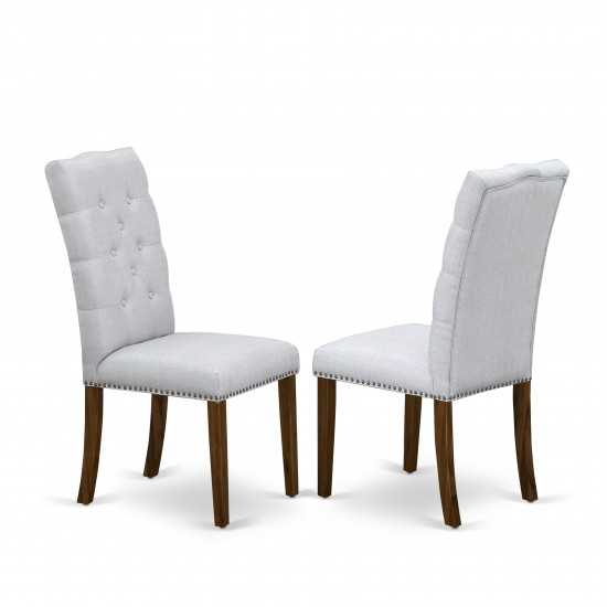 Elsa Parson Chair, Antique Walnut 401 Leg And Grey Fabric Color - Set Of 2