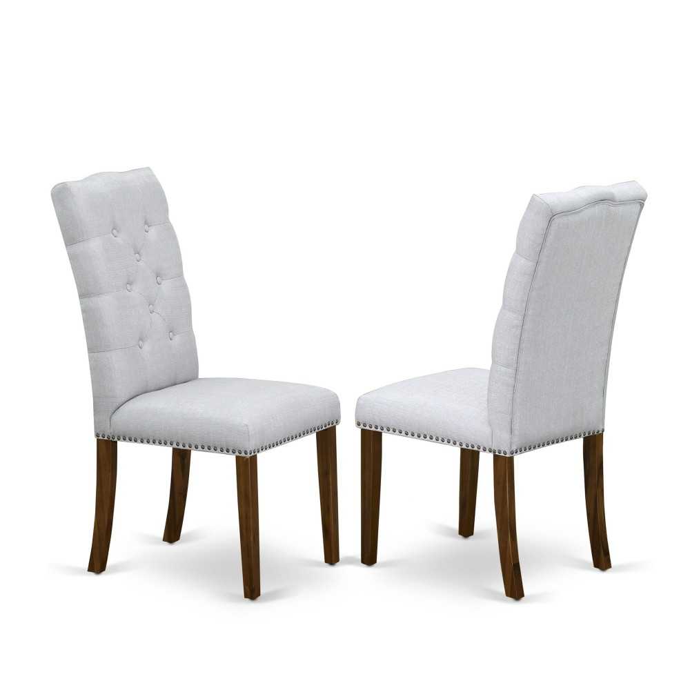 Elsa Parson Chair, Antique Walnut 401 Leg And Grey Fabric Color - Set Of 2 Elsa Parson Chair, Antique Walnut 401 Leg And Grey Fabric Color - Set Of 2