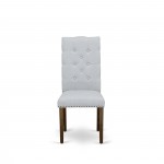 Elsa Parson Chair, Antique Walnut 401 Leg And Grey Fabric Color - Set Of 2