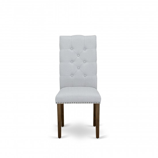 Elsa Parson Chair, Antique Walnut 401 Leg And Grey Fabric Color - Set Of 2