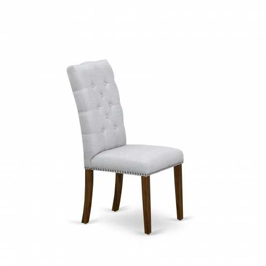Elsa Parson Chair, Antique Walnut 401 Leg And Grey Fabric Color - Set Of 2