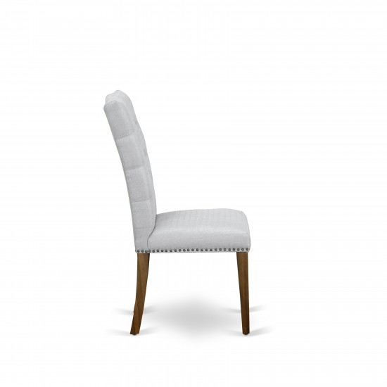 Elsa Parson Chair, Antique Walnut 401 Leg And Grey Fabric Color - Set Of 2