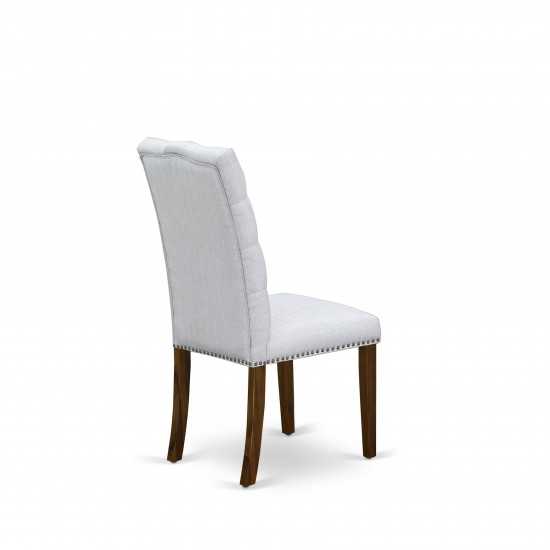 Elsa Parson Chair, Antique Walnut 401 Leg And Grey Fabric Color - Set Of 2