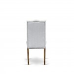 Elsa Parson Chair, Antique Walnut 401 Leg And Grey Fabric Color - Set Of 2