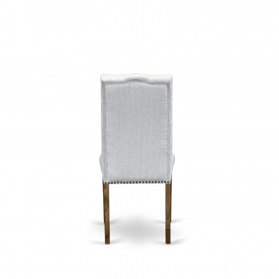 Elsa Parson Chair, Antique Walnut 401 Leg And Grey Fabric Color - Set Of 2