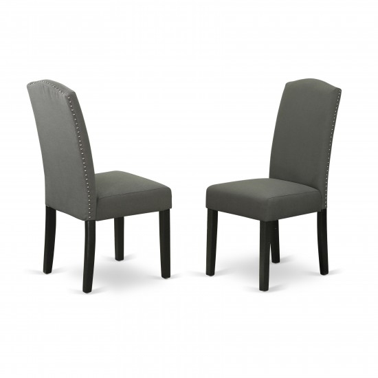 Encinal Parson Chair, Black Leg And Fabric-Dark Gotham Grey Color - Set Of 2