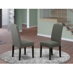 Encinal Parson Chair, Black Leg And Fabric-Dark Gotham Grey Color - Set Of 2