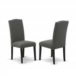 Encinal Parson Chair, Black Leg And Linen Fabric Dark Gotham Grey - Set Of 2