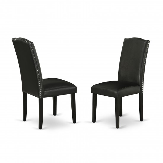 Encinal Parson Chair With Black Leg And Pu Leather Color Black - Set Of 2