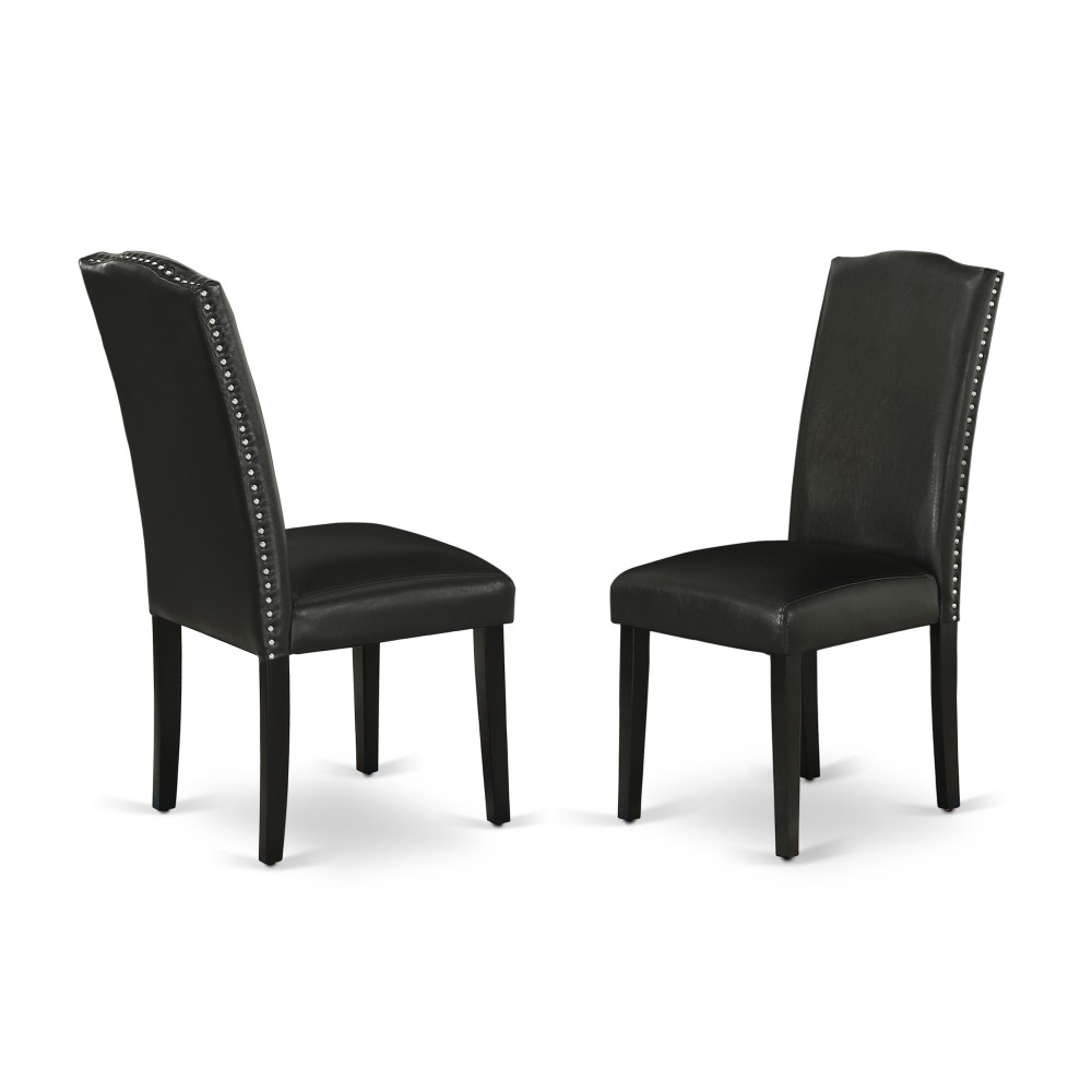 Encinal Parson Chair With Black Leg And Pu Leather Color Black - Set Of 2 Encinal Parson Chair With Black Leg And Pu Leather Color Black - Set Of 2