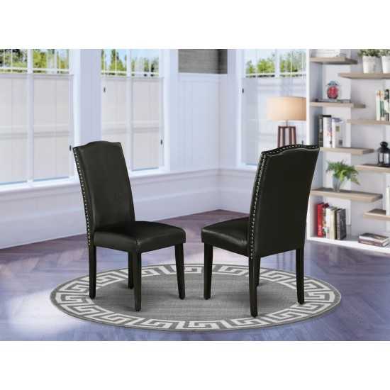 Encinal Parson Chair With Black Leg And Pu Leather Color Black - Set Of 2