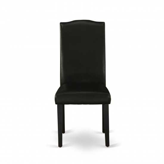 Encinal Parson Chair With Black Leg And Pu Leather Color Black - Set Of 2