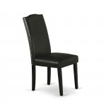 Encinal Parson Chair With Black Leg And Pu Leather Color Black - Set Of 2