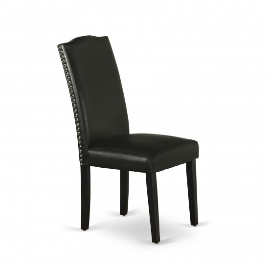 Encinal Parson Chair With Black Leg And Pu Leather Color Black - Set Of 2