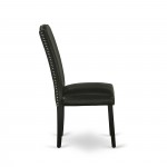 Encinal Parson Chair With Black Leg And Pu Leather Color Black - Set Of 2