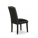 Encinal Parson Chair With Black Leg And Pu Leather Color Black - Set Of 2
