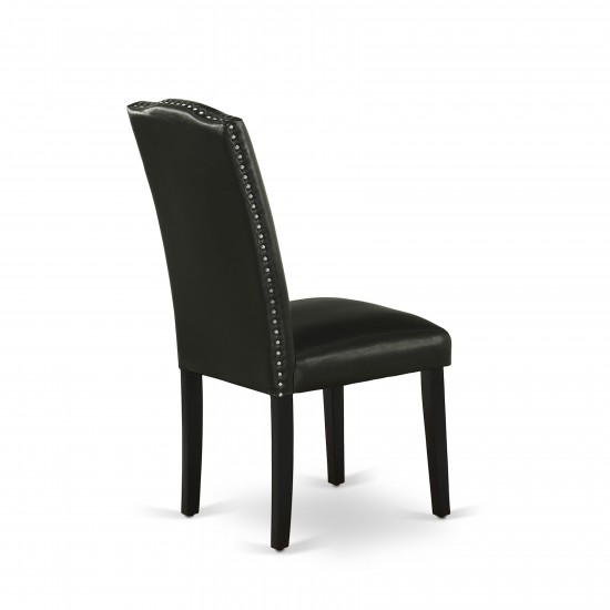 Encinal Parson Chair With Black Leg And Pu Leather Color Black - Set Of 2