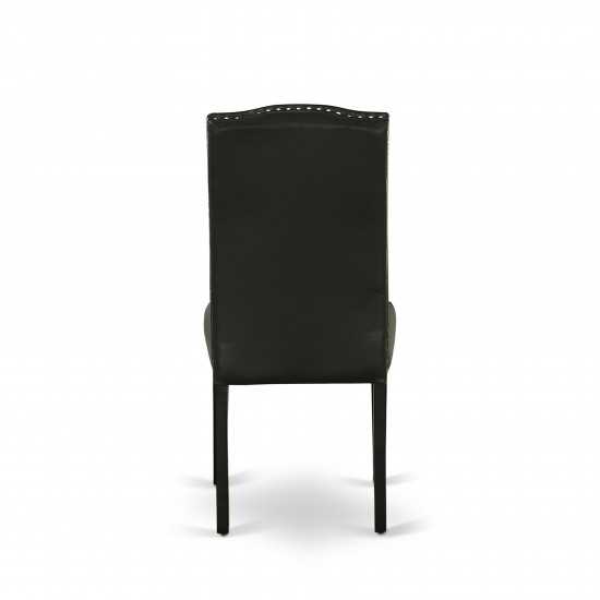 Encinal Parson Chair With Black Leg And Pu Leather Color Black - Set Of 2