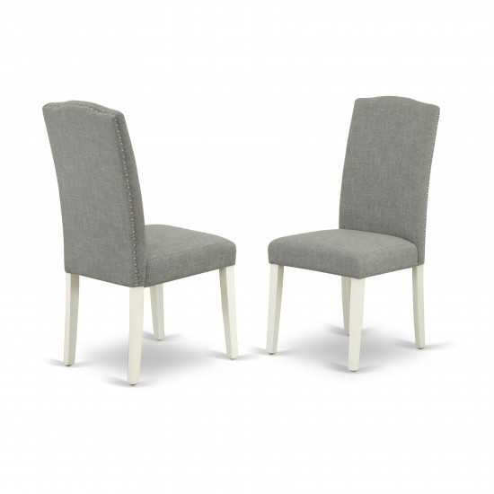 Encinal Parson Chair, Linen White Leg And Linen Fabric Dark Shitake - Set Of 2