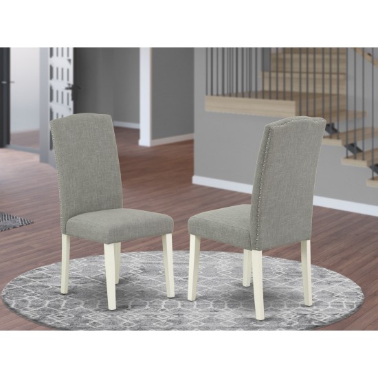 Encinal Parson Chair, Linen White Leg And Linen Fabric Dark Shitake - Set Of 2