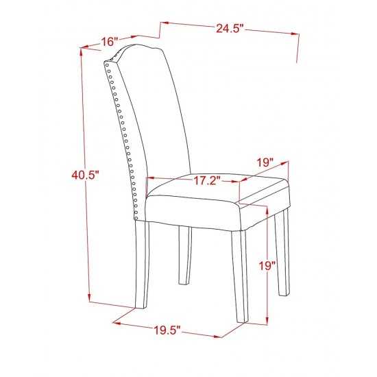 Encinal Parson Chair, Linen White Leg And Linen Fabric Dark Shitake - Set Of 2