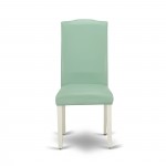 Encinal Parson Chair With Linen White Leg And Pu Leather Color Pond - Set Of 2