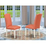 Encinal Parson Chair, White Leg And Pu Leather Color Pink Flamingo - Set Of 2
