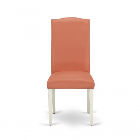 Encinal Parson Chair, White Leg And Pu Leather Color Pink Flamingo - Set Of 2