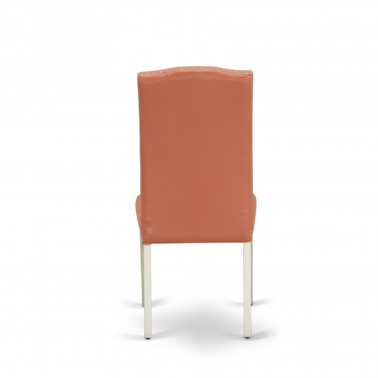 Encinal Parson Chair, White Leg And Pu Leather Color Pink Flamingo - Set Of 2
