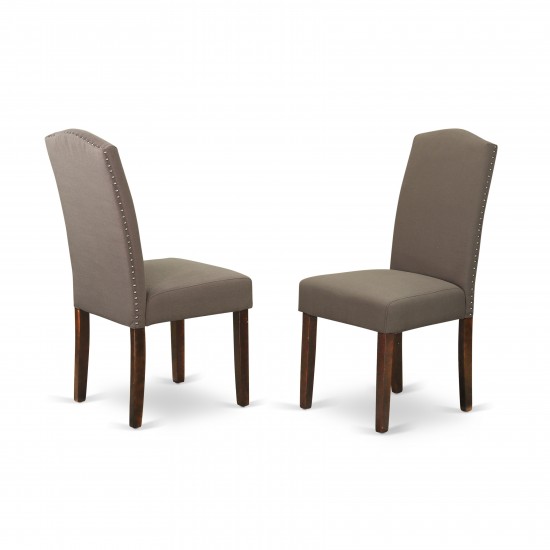 Encinal Parson Chair With Mahoganyleg And Linen Fabric-Coffee Color - Set Of 2