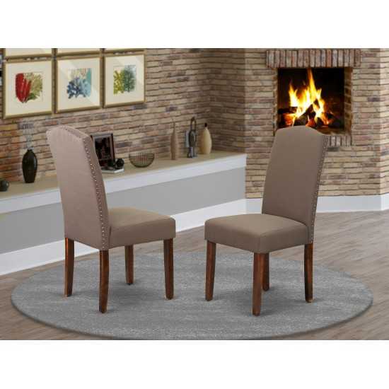 Encinal Parson Chair With Mahoganyleg And Linen Fabric-Coffee Color - Set Of 2