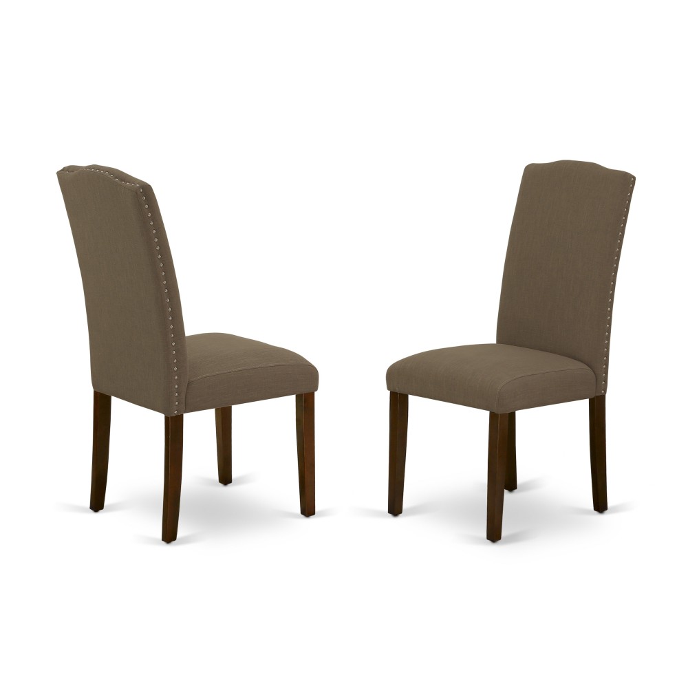 Encinal Parson Chair With Mahogany Leg And Linen Fabric Dark Coffee - Set Of 2