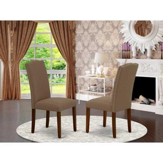 Encinal Parson Chair With Mahogany Leg And Linen Fabric Dark Coffee - Set Of 2