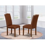 Encinal Parson Chair With Mahogany Leg And Brown Flaux Leather - Set Of 2