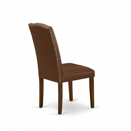 Encinal Parson Chair With Mahogany Leg And Brown Flaux Leather - Set Of 2