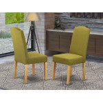 Encinal Parson Chair, Oakleg And Linen Fabric-Light Pickle Color - Set Of 2