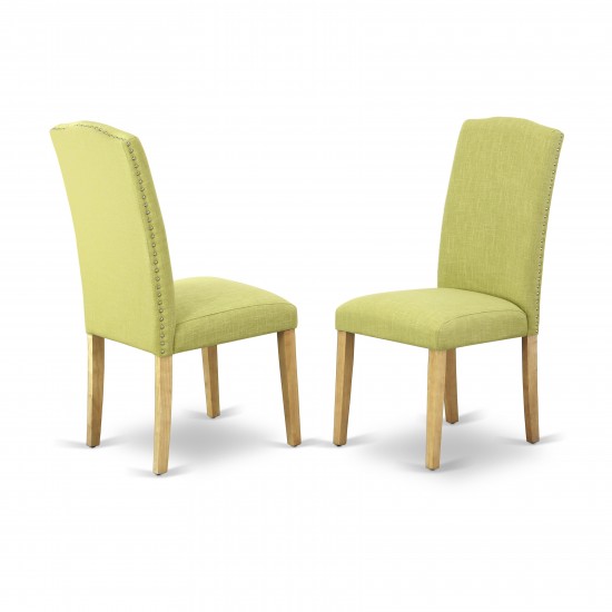 Encinal Parson Chair With Oak Leg And Linen Fabric Limelight - Set Of 2