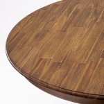 Round Dining Table, Pedestal, Rustic Rubberwood Table In Sandblasting Antique Walnut Finish, 48 Inch