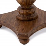 Round Dining Table, Pedestal, Rustic Rubberwood Table In Sandblasting Antique Walnut Finish, 48 Inch