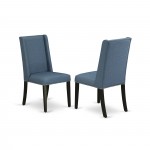 Parson Chair With Black Finished Leg And Blue Color Fabric Color - Set Of 2