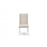 Parson Chair With Linen White Finished Leg And Cream Fabric Color - Set Of 2