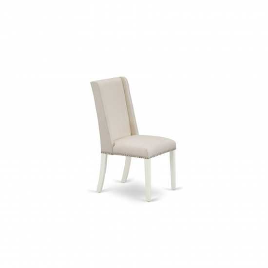 Parson Chair With Linen White Finished Leg And Cream Fabric Color - Set Of 2