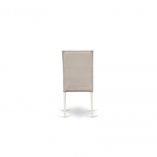 Parson Chair With Linen White Finished Leg And Cream Fabric Color - Set Of 2