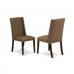 Parson Chair With Mahogany Leg And Brown Linen Fabric Color - Set Of 2